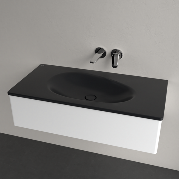 Умивальник накладний VILLEROY & BOCH ANTAO 4A76A3R7, 100x50см, без переливу, без отвору під змішувач, Ceramic Plus, чорний матовий 800005570 фото