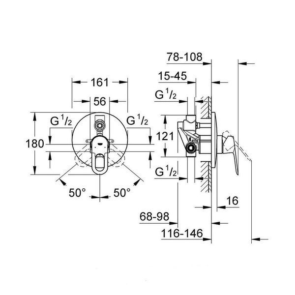 Змішувач для ванни GROHE BAULOOP 29081000, хром 52869 фото