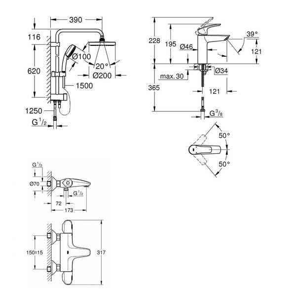 Набор смесителей GROHE UA34102TS0 88536 фото