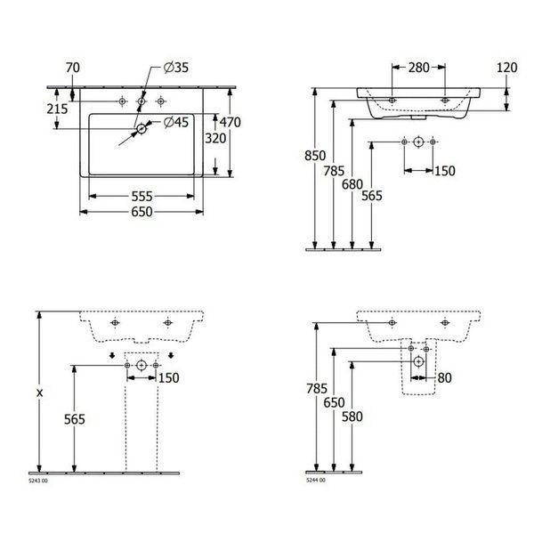 Умивальник VILLEROY & BOCH SUBWAY 3.0 4А706501 83642 фото