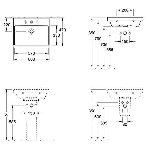Умывальник подвесной VILLEROY & BOCH AVENTO 41586001, 60x47, белый 53060 фото