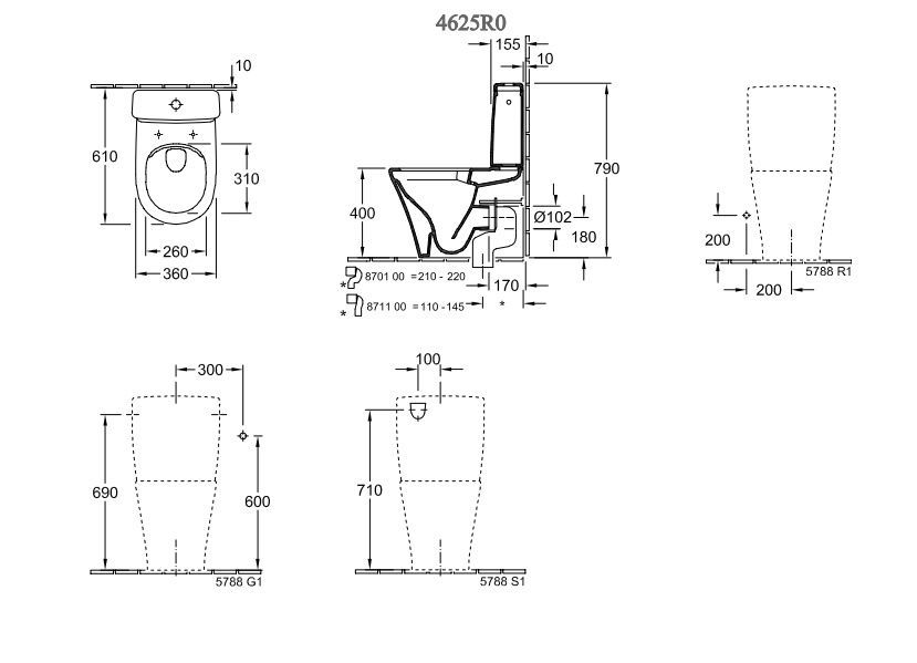 Унитаз напольный VILLEROY & BOCH O.NOVO 4625R001, 61x36xH79, белый 800005820 фото