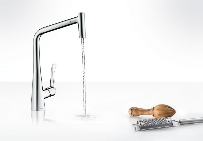 Змішувач для кухонної мийки HANSGROHE METRIS 14820800, нержавіюча сталь 39037 фото