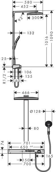 Душевая система с термостатом HANSGROHE RAINMAKER SELECT 27029400, хром с белым 800003722 фото