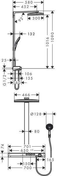Душевая система HANSGROHE RAINMAKER SELECT 27106400, хром с белым 51206 фото