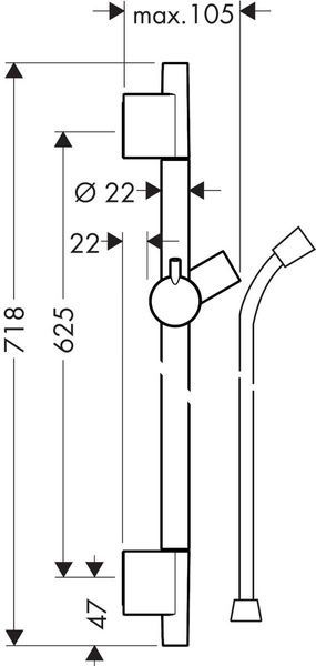 Штанга для душу HANSGROHE UNICA 28632670, чорний 70948 фото