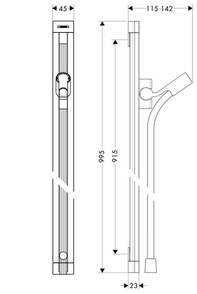 Штанга для душу зі шлангом для душу HANSGROHE UNICA 27640000 800004572 фото