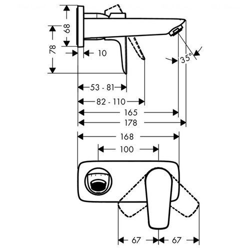 Змішувач для раковини настінний HANSGROHE TALIS E 71732000 54574 фото
