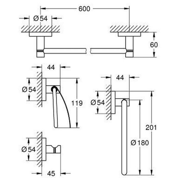 Набор аксессуаров для ванной комнаты GROHE ESSENTIALS 40776001 57259 фото