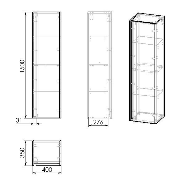 Пенал для ванної кімнати IMPRESE BLATNA 150x40 f3283W, білий 76753 фото