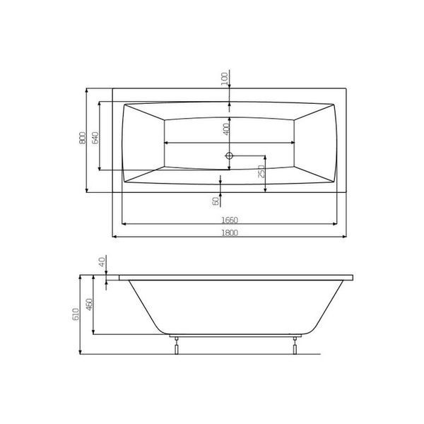 Ванна акрилова ROCA VITA 180x80 A24T074000 з ніжками 51623 фото