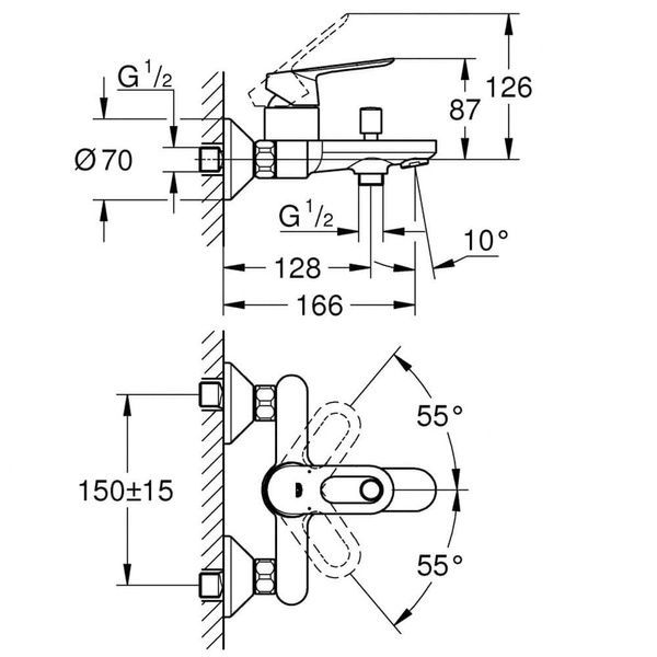 Змішувач для ванни GROHE BAULOOP 23603000 66901 фото