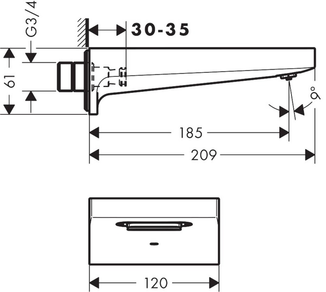 Излив для ванны HANSGROHE METROPOL 32543000 62133 фото