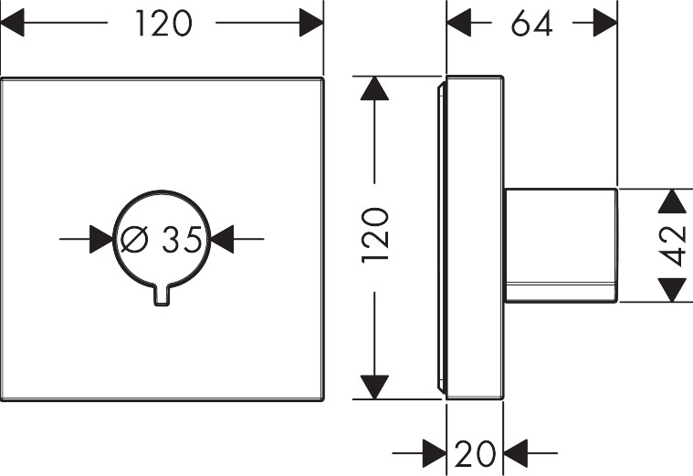 Запорный вентиль AXOR SHOWER SOLUTIONS 10972000, 120/120, скрытого монтажа 13357 фото