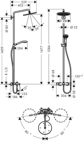 Душевая система HANSGROHE CROMA SELECT 26792000 54364 фото