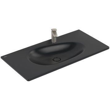 Умивальник накладний VILLEROY & BOCH ANTAO 4A76ABR7, 100x50см, з прихованим переливом, з отвором під змішувач, Ceramic Plus, чорний матовий 800005572 фото