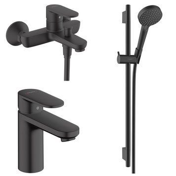 Набор смесителей 3 в 1 HANSGROHE VERNIS 71551222, черный матовый 95718 фото