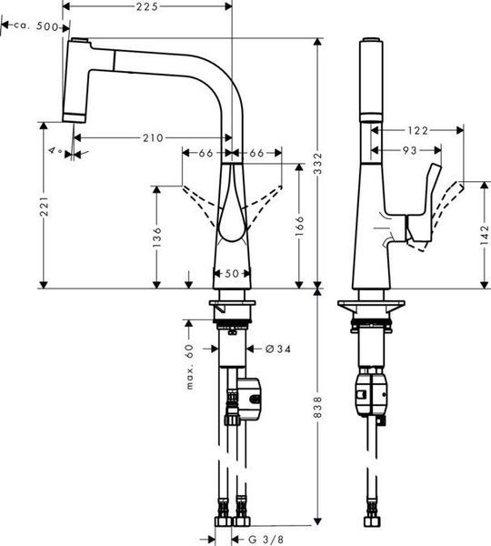 Смеситель для кухонной мойки HANSGROHE METRIS 14834800, нержавеющая сталь 57779 фото
