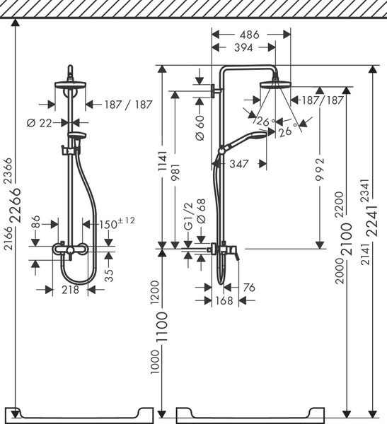 Душова система HANSGROHE CROMA SELECT 27258400, хром з білим 46160 фото