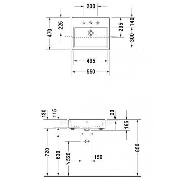 Умивальник накладний DURAVIT VERO AIR 0382550060, 55Х47 800005963 фото