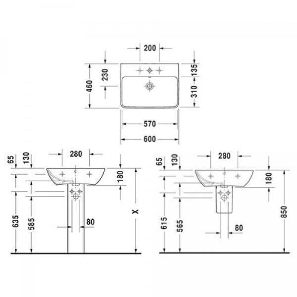 Умывальник подвесной DURAVIT ME BY STARCK 2335600000, 60х46 800006013 фото
