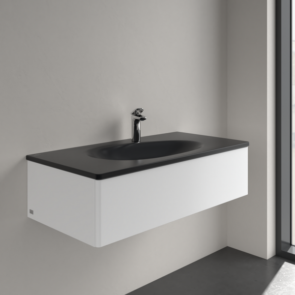 Умивальник накладний VILLEROY & BOCH ANTAO 4A76ABR7, 100x50см, з прихованим переливом, з отвором під змішувач, Ceramic Plus, чорний матовий 800005572 фото