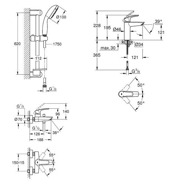 Набір змішувачів GROHE EUROSMART UA123246M0 88532 фото