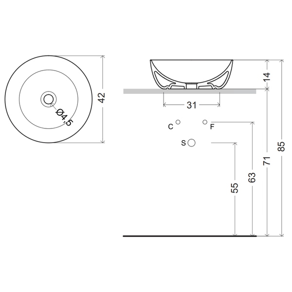 Умывальник накладной круглый NIC DESIGN OVVIO 1447001, белый глянец 99388 фото
