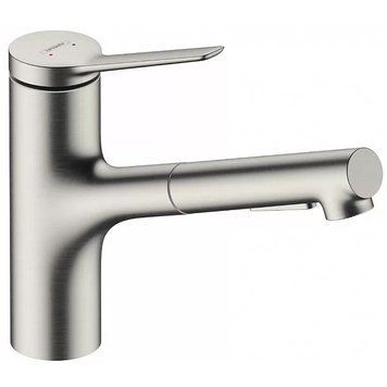 Смеситель с выдвижным изливом для кухонной мойки HANSGROHE ZESIS M33 74820800, нержавеющая сталь 800004174 фото