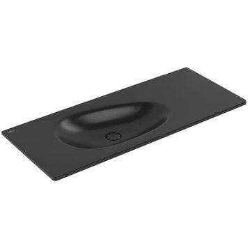Умивальник накладний VILLEROY & BOCH ANTAO 4A77L3R7, 120x50см, без переливу, без отвору під змішувач, Ceramic Plus, чорний матовий 800005573 фото