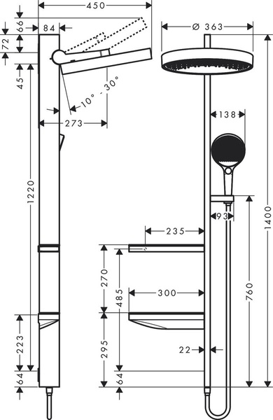 Душевая система HANSGROHE RAINFINITY 26842700, белый матовый 68610 фото