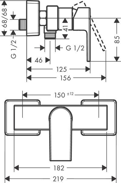 Смеситель для душа HANSGROHE VERNIS SHAPE 71650670, черный 81652 фото