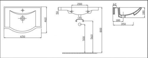 Умывальник мебельный 65 см RJ TULIP RJFU081-0065WH 90202 фото