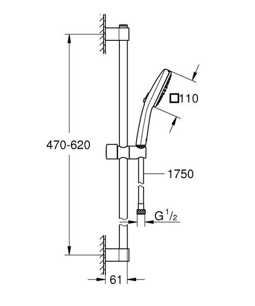 Душовий гарнітур GROHE TEMPESTA 267482433, чорний матовий 95903 фото