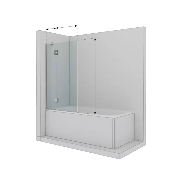 Шторка для ванной WAVE GLASS SANDRA 1500x600, стекло прозрачное, профиль хром 800001212 фото