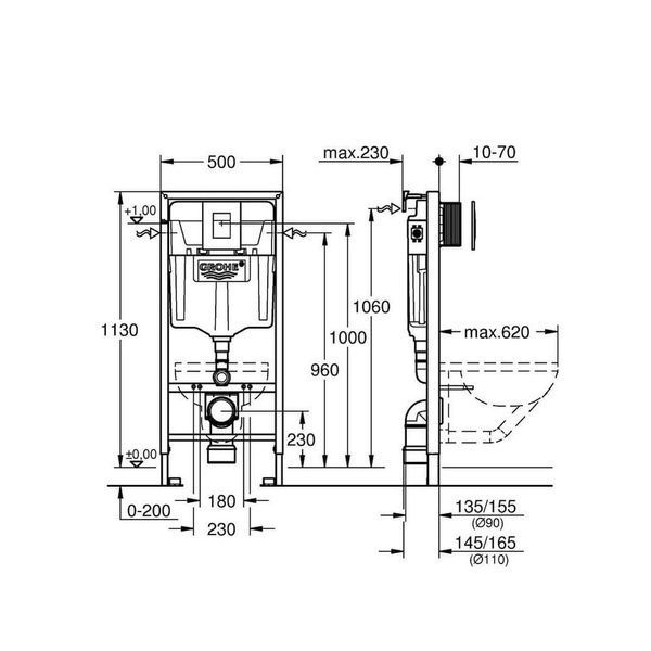 Інсталяція для унітаза GROHE RAPID SL 38721001, хром 12005 фото