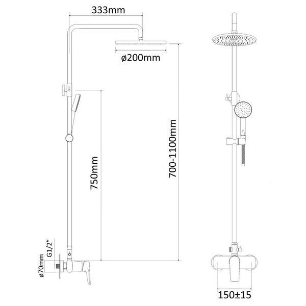 Душевая система со смесителем RJ VELUM RSZ082-5 63202 фото