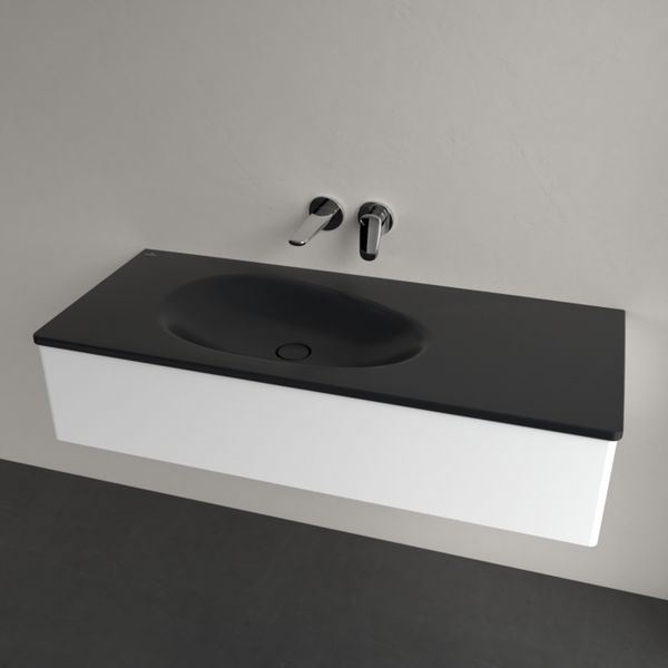 Умывальник накладной VILLEROY & BOCH ANTAO 4A77L3R7, 120x50см, без перелива, без отверстия под смеситель, Ceramic Plus, черный матовый 800005573 фото