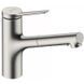Змішувач з висувним виливом для кухонної мийки HANSGROHE ZESIS M33 74820800, нержавіюча сталь 800004174 фото 1