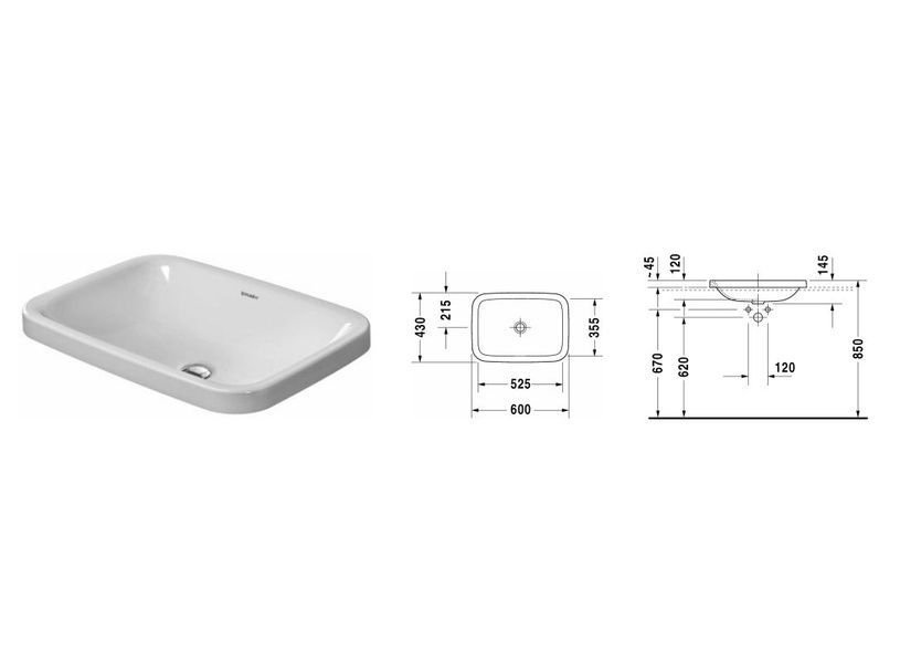 Умивальник накладний DURAVIT DURASTYLE 0372600000, 600x430 мм для встановлення зверху 800005964 фото