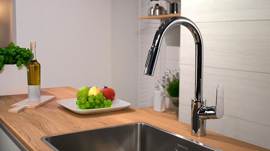 Смеситель для кухни с выдвижным изливом HANSGROHE FOCUS 31815000 36250 фото