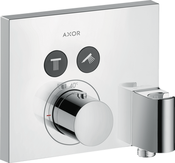 Термостат для 2 потребителей AXOR SHOWER SELECT 36712000, скрытого монтажа, квадратный, со шланговым подключением и держателем душа 59228 фото