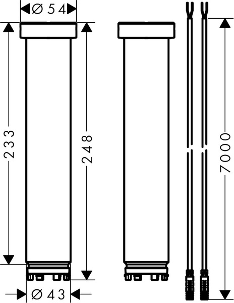 Удлинение AXOR SHOWER SOLUTIONS 13603000, 230 мм, для потолочного подсоединения ShowerHeaven 1200/300 4jet 63836 фото