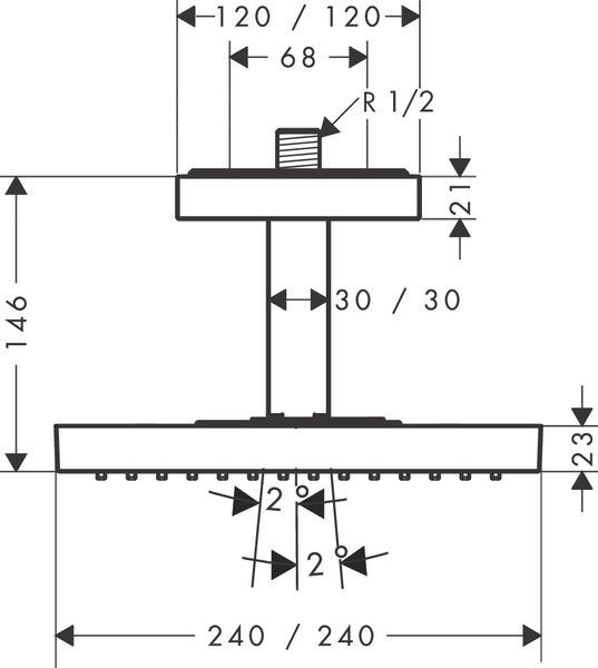 Верхній душ 240/240 1jet AXOR SHOWER SOLUTIONS 10929000, зі стельовим під'єднанням 800004591 фото
