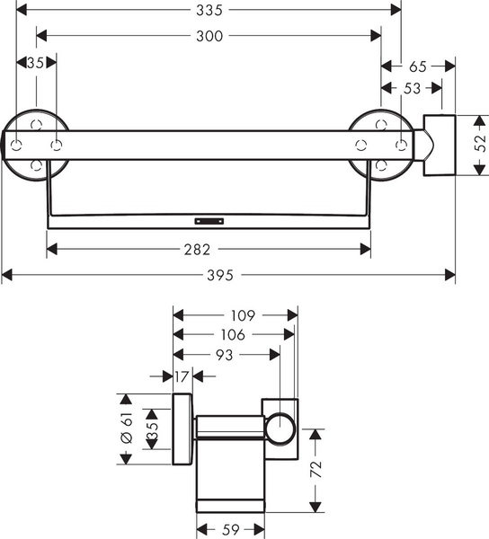 Поручень HANSGROHE UNICA 26328400, хром з білим 54345 фото