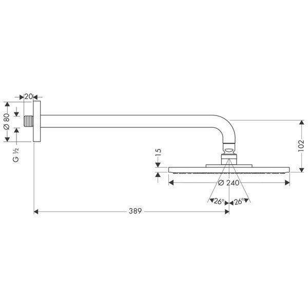 Верхний душ с кронштейном HANSGROHE RAINDANCE 27461000 32755 фото