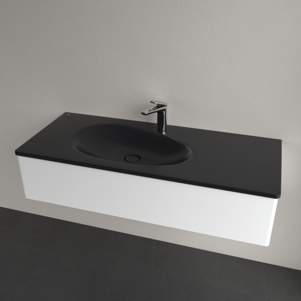 Умивальник накладний VILLEROY & BOCH ANTAO 4A77L2R7, 120x50см, без переливу, з отвором під змішувач, Ceramic Plus, чорний матовий 800005574 фото