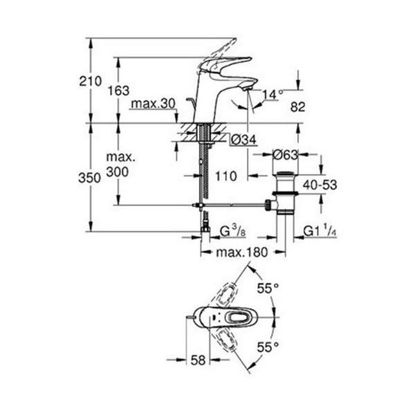 Змішувач для умивальника GROHE EUROSTYLE 33558003 50715 фото