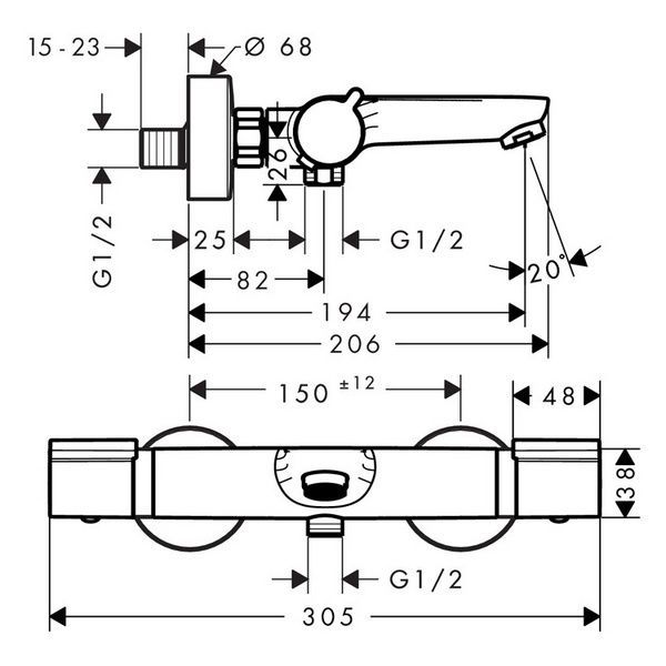 Змішувач для ванни HANSGROHE VERSOSTAT 15348000 47640 фото