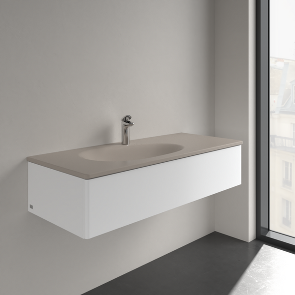 Умивальник накладний VILLEROY & BOCH ANTAO 4A77LBAM, 120x50см, з прихованим переливом, з отвором під змішувач, Ceramic Plus, бежевий 800005874 фото
